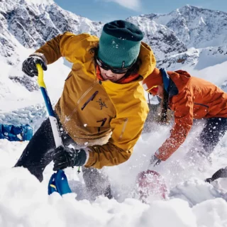 Skier during an avalanche rescue course in Chamonix