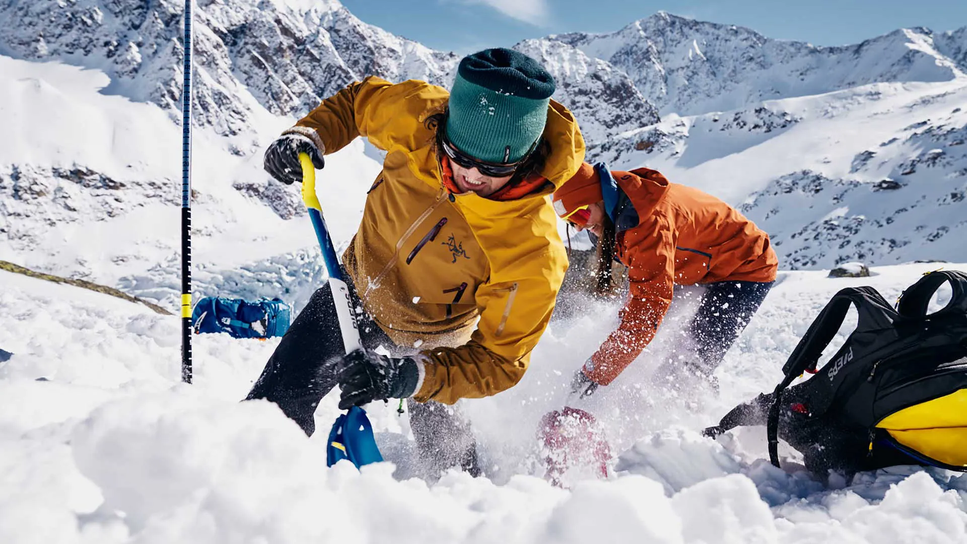 Skier during an avalanche rescue course in Chamonix