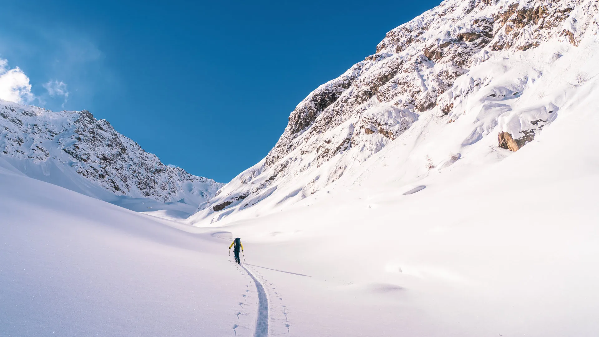 High-mountain traverse with views of the Matterhorn in the distance