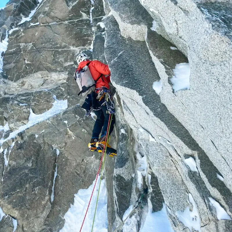 Technical mixed ascent on alpine terrain with mountain guide support
