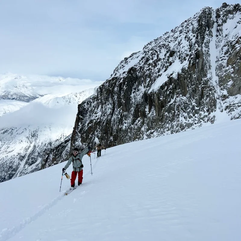 IFMGA guide leading guests through classic Chamonix terrain