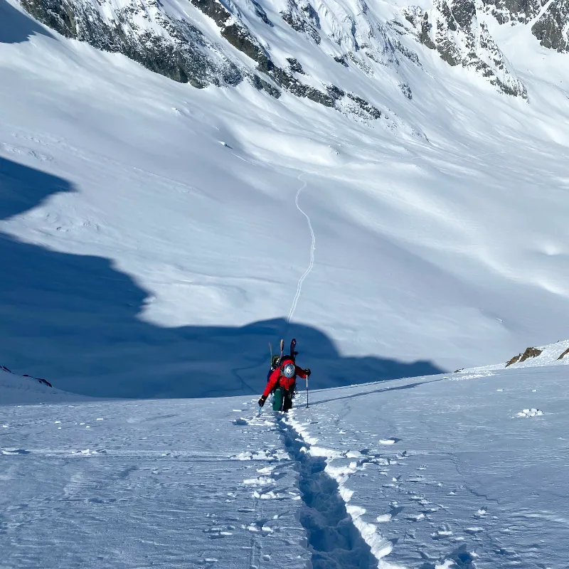 Couloir ascent during the Haute-Route traverse