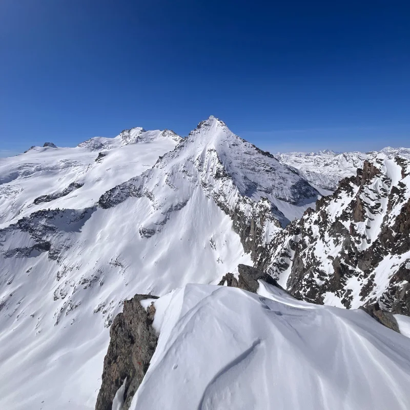 Ski touring descent from the Gran Paradiso peak