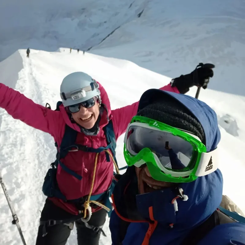Alpine ridge climb with views over the Chamonix valley
