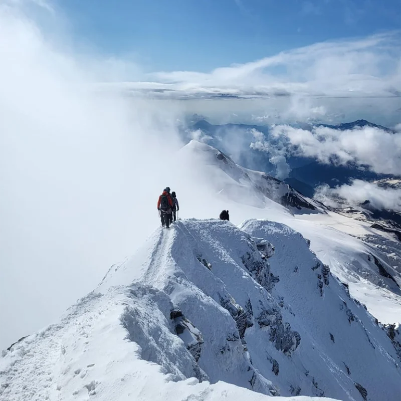Mountaineers ascending a classic European summit